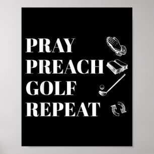 Poster Drôle de pasteur chrétien prier prêcher golf répét