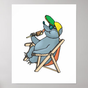 Poster drôle de phoque manger glace