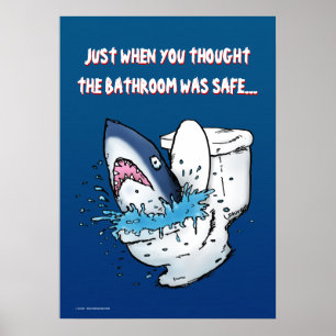 Poster drôle de requin-toilette