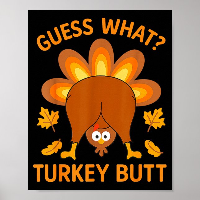 Poster Drôle de Thanksgiving devine quoi cul de dinde  (Devant)