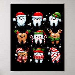 Poster Drôle Dental Noël Dents mignon Squ Dentist