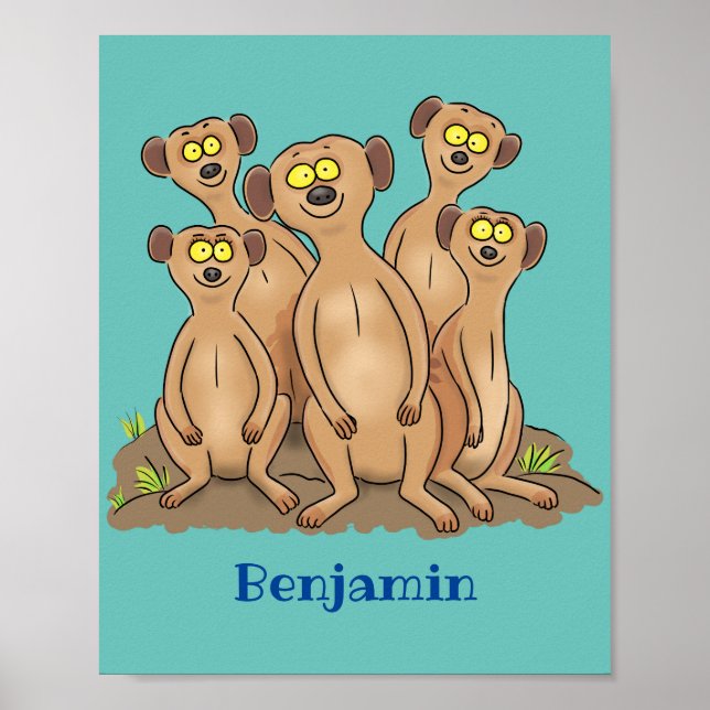 Poster Drôle dessin de la famille meerkat (Devant)