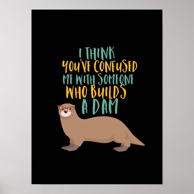 Poster Drôle dessin de Otter confondu avec castor de barr (Devant)