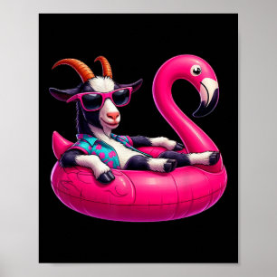 Poster Drôle d'été Chèvre Rose Fête de piscine Party Hawa