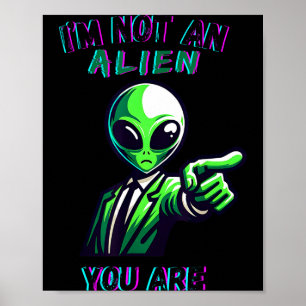 Poster Drôle d'Halloween Je ne suis pas un extraterrestre
