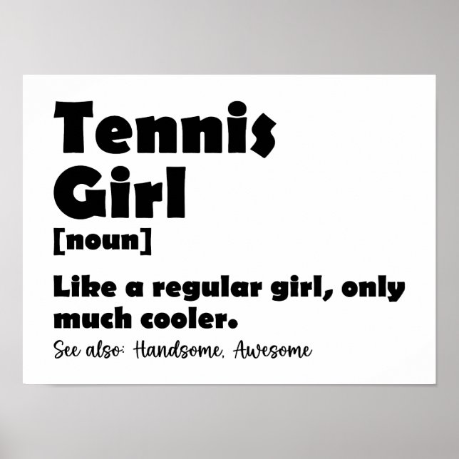 Poster Drôle Dictionnaire de fille de tennis définition (Devant)