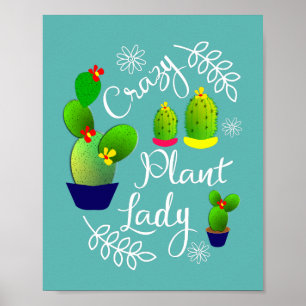 Poster Drôle Dire fou Plante Lady Cute