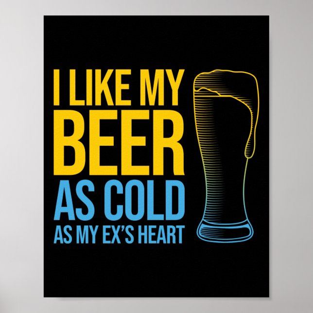 Poster Drôle Divorce citation - I Like My Beer as Cold as (Devant)