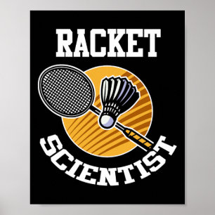Poster Drôle Dminton Joueur Chemise Racket Scientifique D