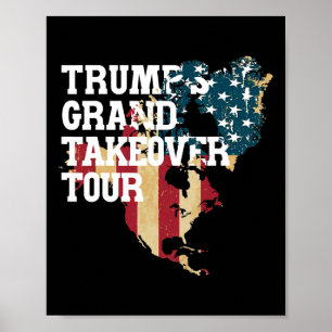 Poster Drôle Donald Trump Drapeau Américain Canada Groenl