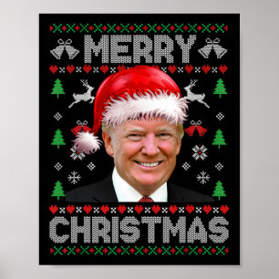 Poster Drôle Donald Trump Joyeux Noël Famille Moche