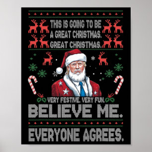 Poster Drôle Donald Trump Joyeux Noël Joyeux Pyjamas Ho