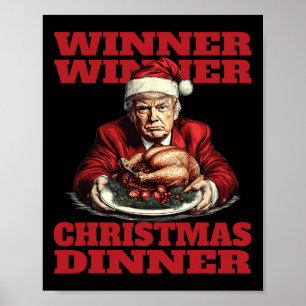Poster Drôle Donald Trump vainqueur du dîner de Noël