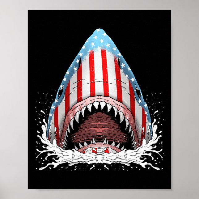 Poster Drôle Drapeau Américain Jawsome 4 juillet Enfants (Devant)