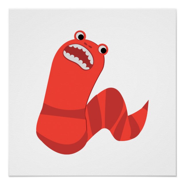 Poster Drôle Drôle Cartoon Worm Mort de Mongolie (Devant)