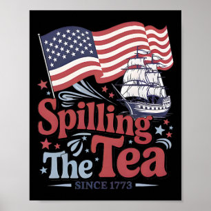 Poster Drôle du 4 juillet en répandant le thé depuis 1773
