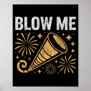 Poster Drôle Embrasse-Moi Bisous Bonne Année Couple Humou