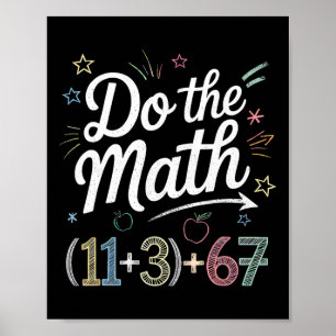 Poster Drôle équation mathématique scolaire de 100 jours