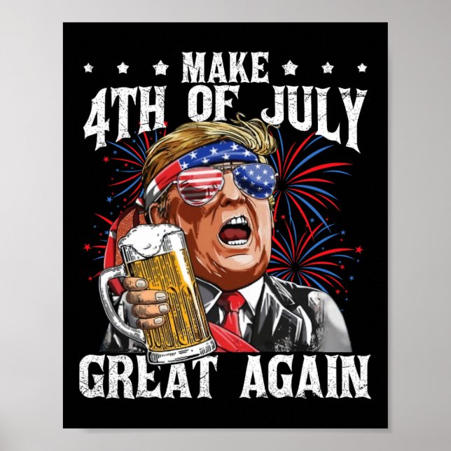 Poster Drôle équipe de bière à boire faire 4 juillet gran (Devant)
