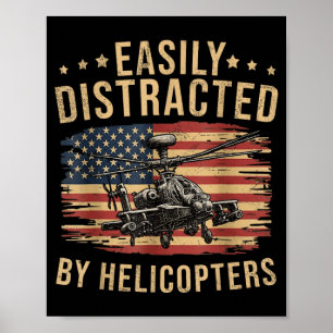 Poster Drôle facilement distrait par hélicoptère Apache U