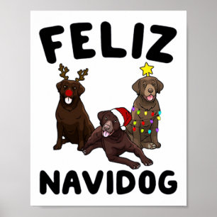 Poster Drôle Feliz Navidog Chesapeake Y Retriever Chien C