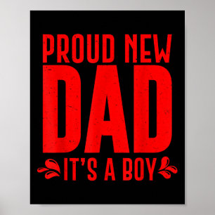 Poster Drôle Fier Nouveau Papa C'est Un Garçon Cadeau Pou