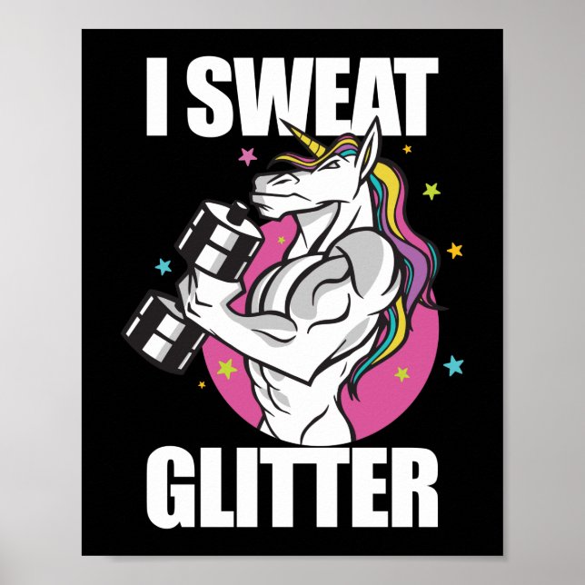Poster Drôle Fitness entraînement Gym I Sweat Unicorn (Devant)