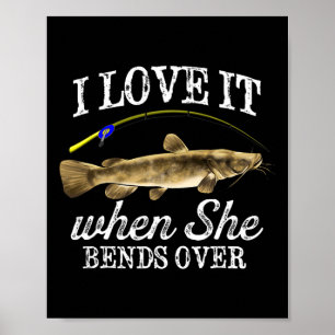 Poster Drôle Flathead Catfish Pêche Poisson d'eau douce G