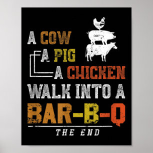 Poster Drôle fumé Viande Pork Grilling Cadeau Cochon Vach