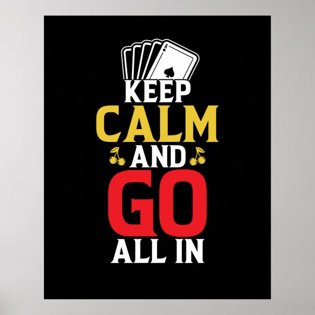 Poster Drôle garder calme poker mot art (Devant)