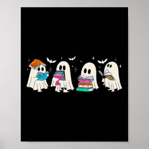 Poster Drôle Ghost Livre Lecture Halloween Livres Lover T