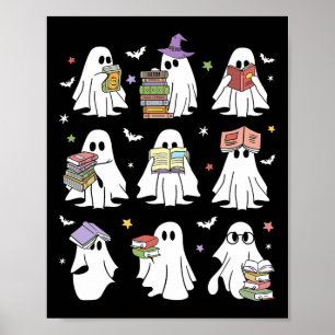 Poster Drôle Ghost Livre Lecture Halloween Livres Lover T