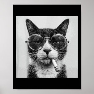 Poster Drôle Graphisme Chat Fumer Adulte Amusant _1
