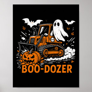 Poster Drôle Halloween Boo dozer Ghost Trucks Costume Par