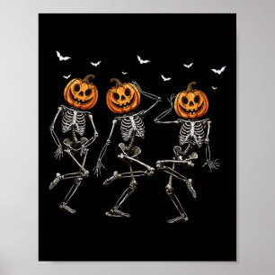 Poster Drôle Halloween Citrouille Danser Skeleton Costume