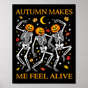 Poster Drôle Halloween Danser Skeletons Pun Automne Autom