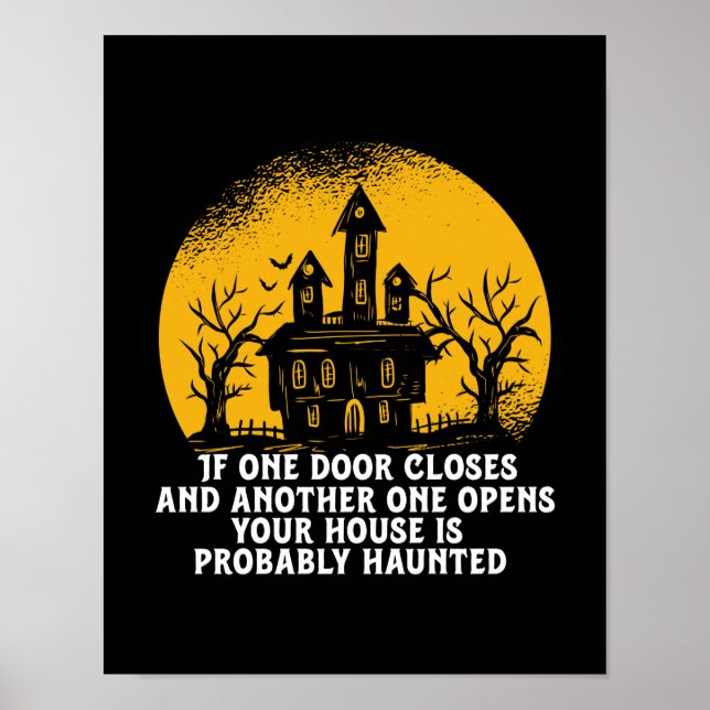Poster Drôle Halloween Haunted House Citation Inspiration (Devant)
