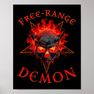 Poster Drôle Halloween Hell Demon Crâne - Gothique Horreu