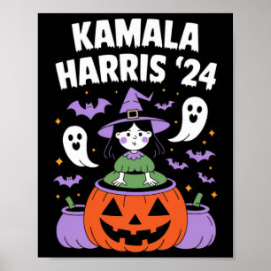 Poster Drôle Halloween Kamala Harris Citrouille 2024