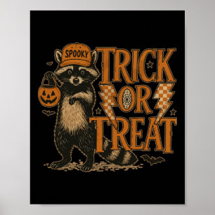 Poster Drôle Halloween Raccoon Costume Mème Trick Ou Fera