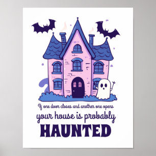 Poster Drôle Haunted House Citation Horreur Film Hallowee