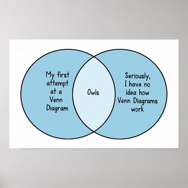 Poster Drôle Hiboux Diagramme de Venn (Devant)