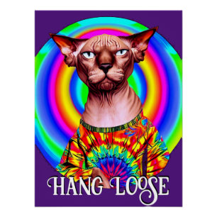 Poster Drôle Hippie Sphynx Chat