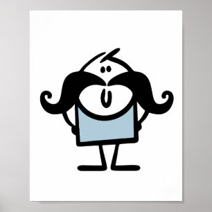 Poster Drôle homme bâton avec moustaches