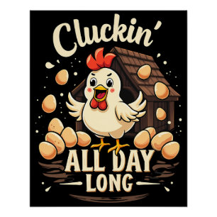 Poster Drôle Humour de poulet Rustique ferme