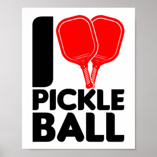 Poster Drôle J'Aime Le Coeur Du Pickleball