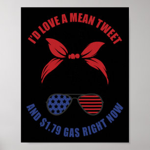Poster Drôle J'aimerais Un Tweet Moyen Et 1.79 Gaz Mignon