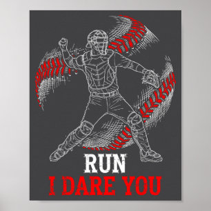 Poster Drôle je cours vous osez joueurs de baseball recev