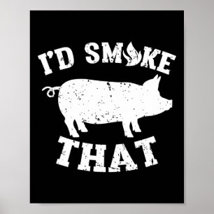 Poster Drôle, je fumerais ce barbecue Vintage de porc