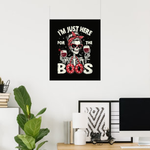 Poster Drôle je suis juste ici pour les skeletons qui fo